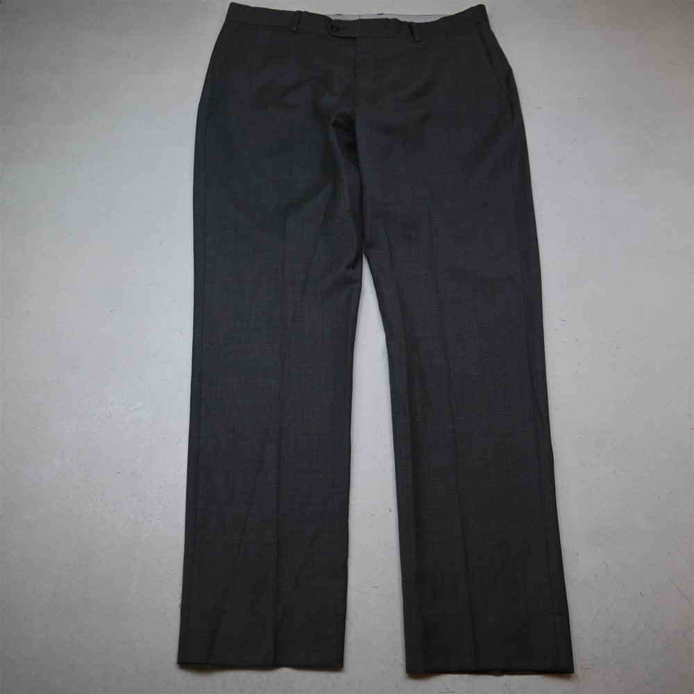 Strong 37x34 Gray 100% Wool Dagger Flat Front Straight Dress Mens Pants